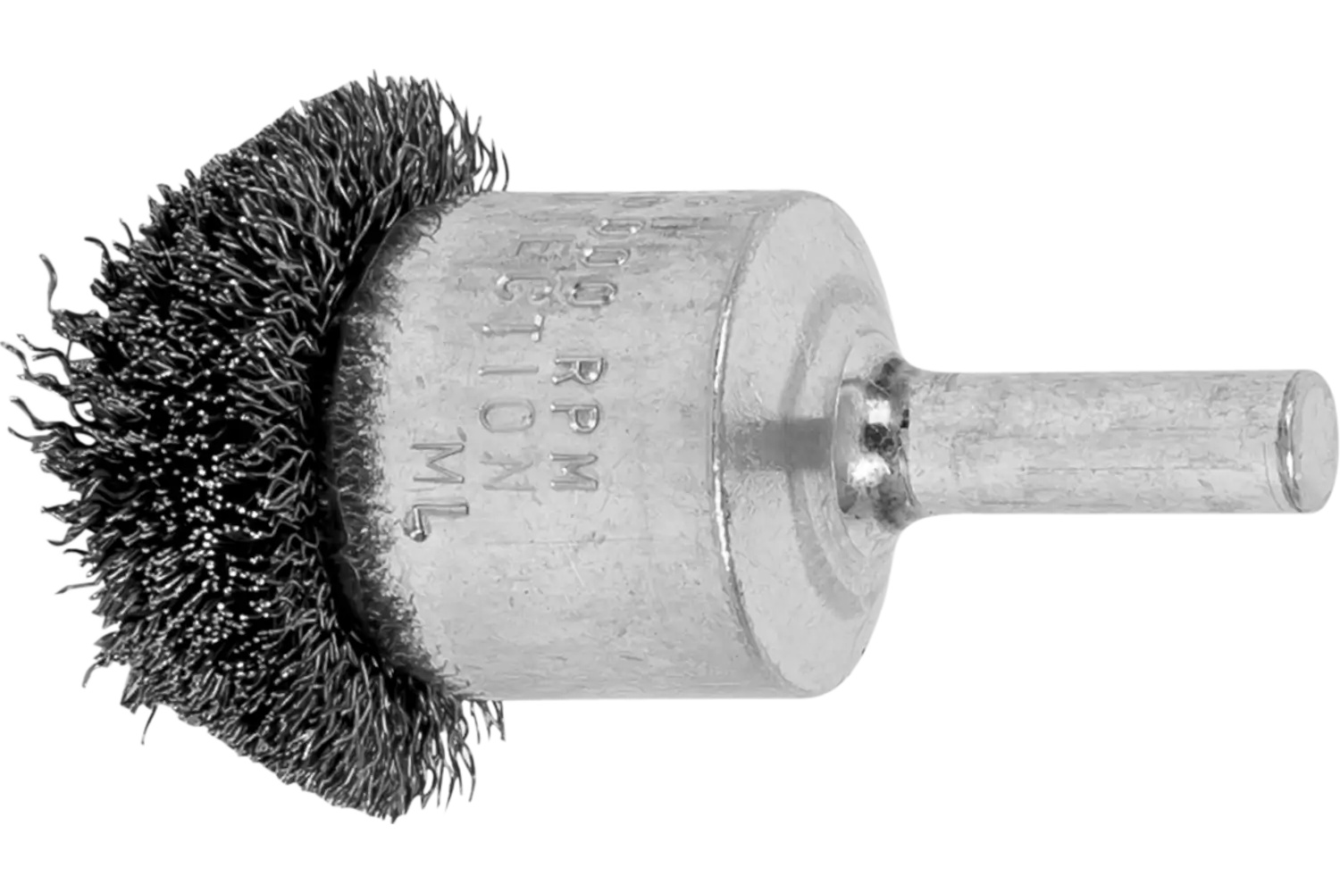 Picture of Pferd Circular Mounted End Brush 1-1/4" Dia. .008 Carbon Steel 1/4" Shank